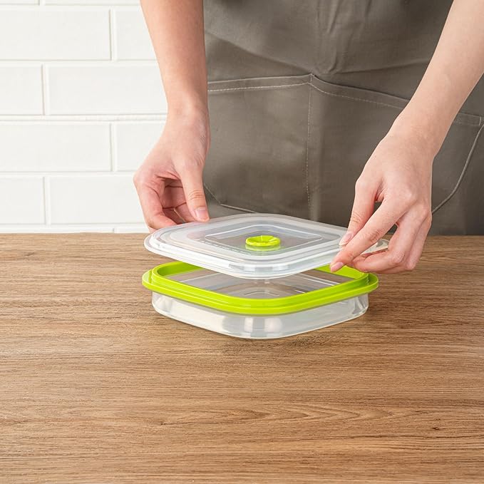 Restaurantware-Fresh Hero 37 Ounce Storage Containers, 1 Durable Airtight Food Containers - Microwavable, Freezable, Green Silicone, Collapsible, Dishwashable, With Vented Lids