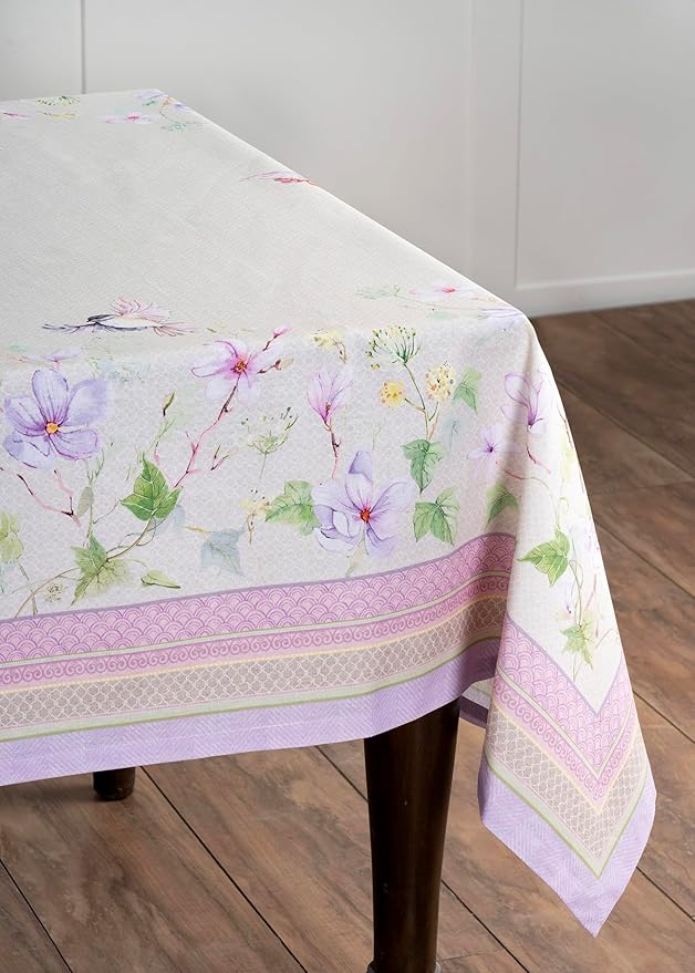 Maison d' Hermine Table Cloth Square Table 100% Cotton 54 x 54 Inches Tablecloth Reusable Decorative for Dining Room Farmhouse Home Valentines Day Decorations Spring Summer - Magnolia Mornings