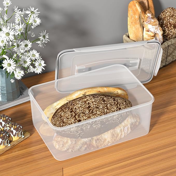 4 Pack Airtight Clear Plastic Food Storage Containers, 15 Quart Plastic Box with Sealed Lid