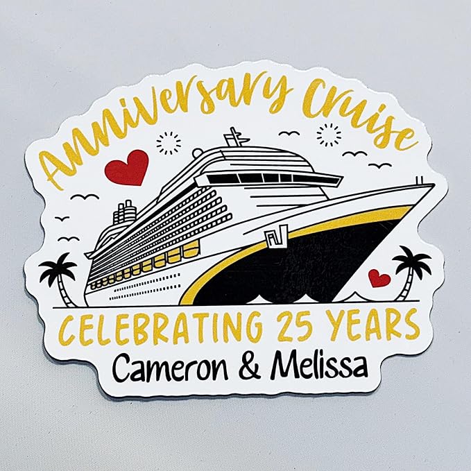 Anniversary Cruise Door Magnet Sign, Princess Personalized Cruising Custom Keepsake Refrigerator, Special Cruise Memories Cabin Stateroom