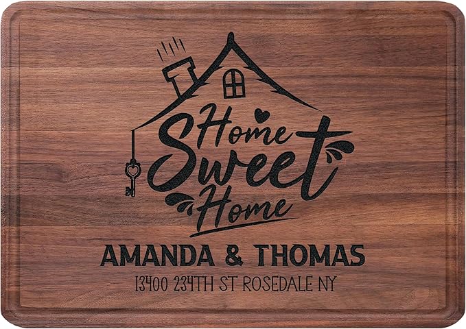 Personalized Housewarming Gift, Custom Cutting Board Home Sweet Home Realtor Closing Gifts for Newlyweds, New Neighbor, New Home