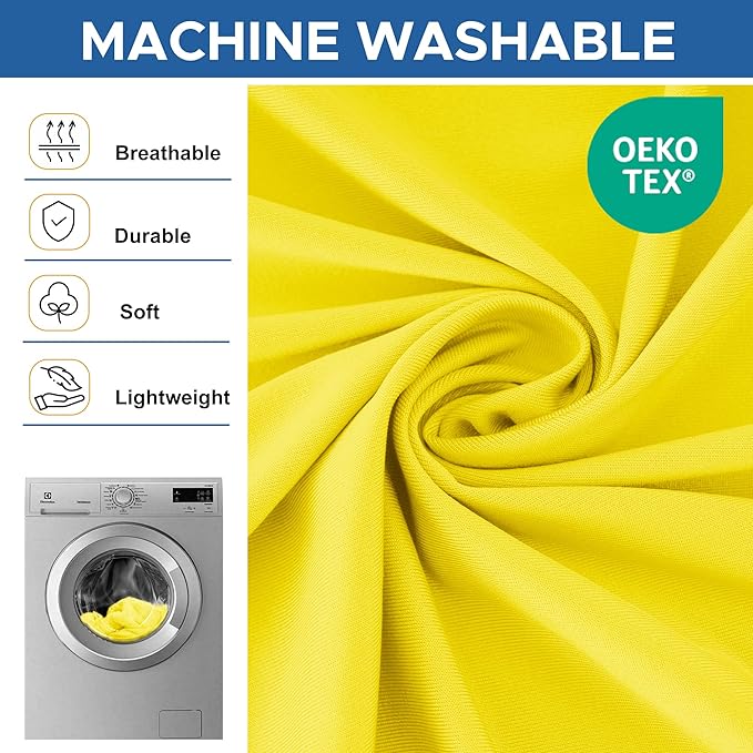 Spandex Table Cloths for 8 Foot Rectangle Tables-6 Pack Fitted Stretch Yellow Table Covers-Elastic Folding Tablecloths for Party, Vendor Booth Display, Banquet Buffet Event, Craft Trade Show