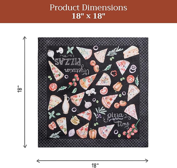 Maison d' Hermine Cloth Napkins Set of 4 100% Cotton Everyday Reusable Square Napkins Cloth Washable Dinner Party Wedding Restaurant Valentines Day Decorations Spring/Summer (Pizza, 18" x 18")