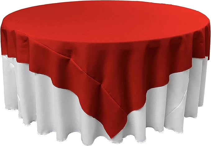 LA Linen Polyester Poplin Washable Square Tablecloth, Stain and Wrinkle Resistant Table Cover 72x72, Fabric Table Cloth for Dinning, Kitchen, Party, Holiday 72 by 72-Inch, Red