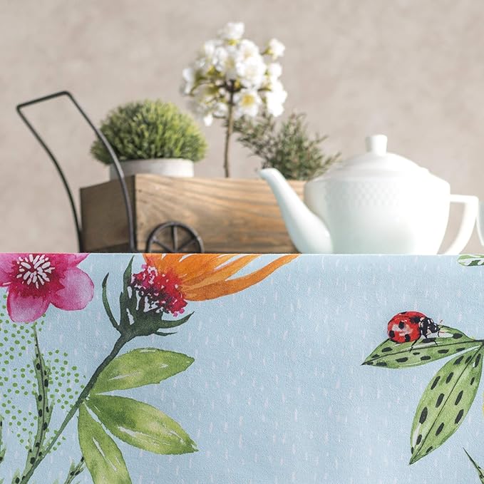 Maison d' Hermine Table Cloth Rectangle Table 100% Cotton 70 x 108 Inches Tablecloth Reusable Decorative for Dining Room Farmhouse Home Valentines Day Decorations Spring Summer - Jardin D'Ete - Mint