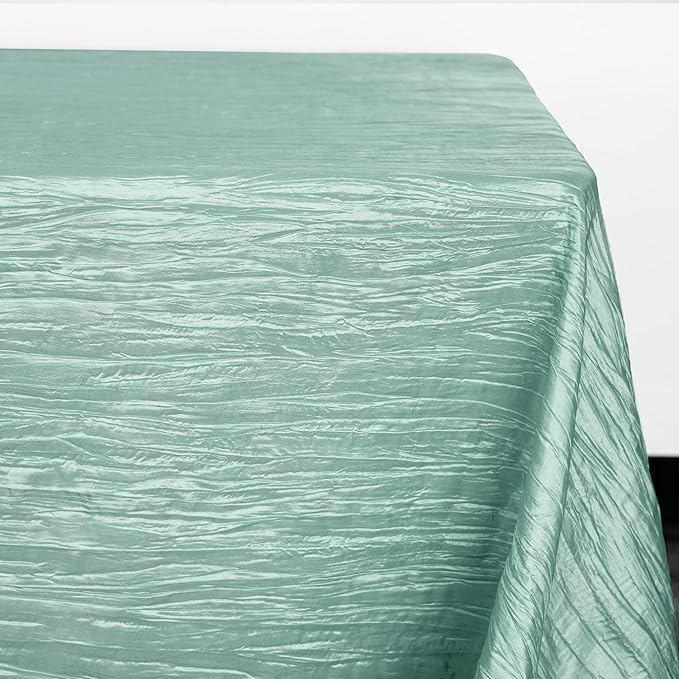 YOUR CHAIR COVERS - 90 x 156 inch Rectangular Crinkle Taffeta Tablecloth - Robin Egg, Rectangle Table Linens for 8 ft Rectangular Tables, Wedding Crushed Table Cloth