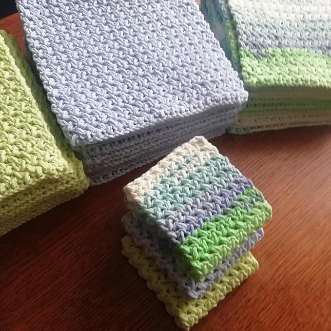 Set 3 Cotton Pastel Dish Rags Crochet Reusable Washcloth Knitted Volume Kitchen Dish Cloth Absorbente Widely Use