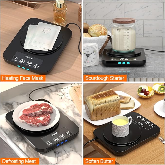 Electric Sourdough Starter Warmer Mat, Upgrade Warming Heating Pad for Sour Dough Starter, Sourdough Heater Proofing Tool for Home Baking with US Plug Thermostat Control, Timing, Memory Function