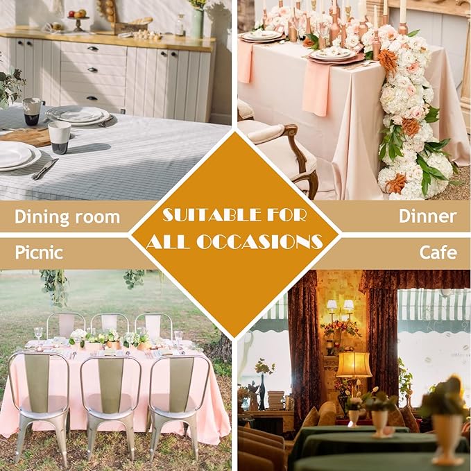 BALCONY & FALCON Table Cloth for 6 Foot Rectangle Tables – Waterproof, Wrinkle-Free Farmhouse Tablecloth for Dining, Kitchen, Wedding, Baby Shower & Spring Holiday Gatherings (Lavender, 57" x 118")