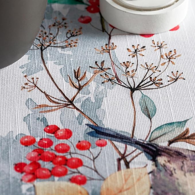 Maison d' Hermine Table Cloth Rectangle Table 100% Cotton 60 x 108 Inches Fall Tablecloth Reusable Everyday Use for Thanksgiving Christmas Decorations Dining Farmhouse Party (Morzine)
