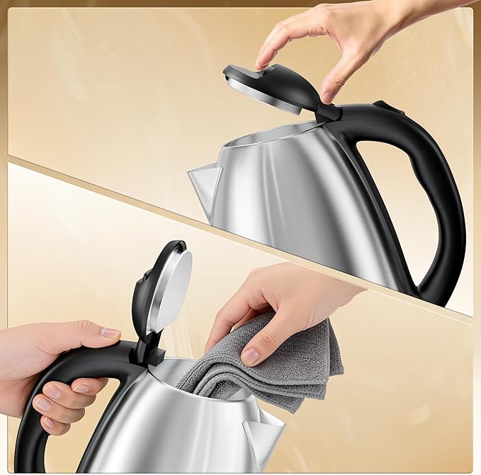 DEZIN Electric Kettle Upgraded, BPA Free 2L Stainless Steel Tea Kettle, Fast Boil Water Warmer with Auto Shut Off and Boil Dry Protection Tech for Coffee, Tea, Beverages