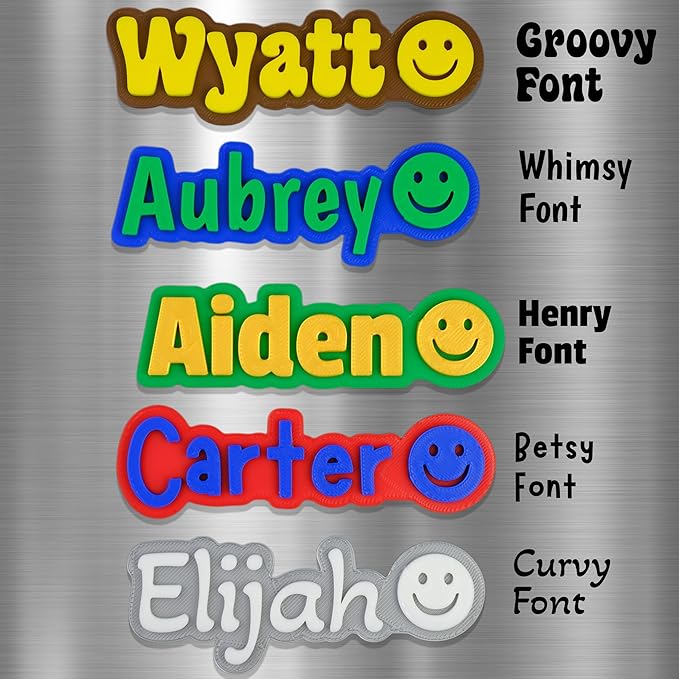 Custom Magnets for Fridge and Locker – 3D Printed Two-Color Name Design with Smiley Icon – Personalized Magnets with Strong Grip & Made of Durable PLA