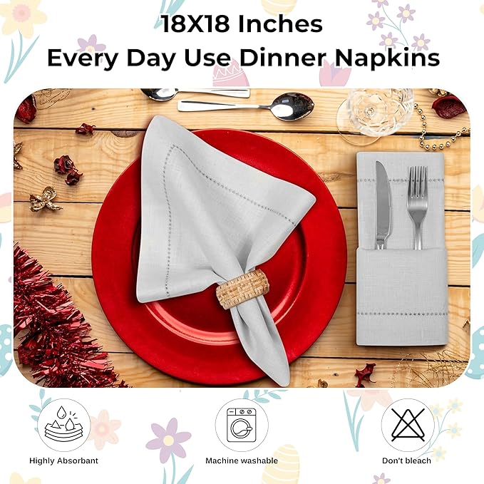 Homidate Cloth Dinner Napkins – Machine Washable Reusable Fabric Napkins for Weddings, Parties & Table Decorations
