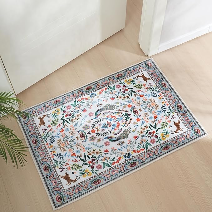 Rugcomf Entryway Rug 2x3 Rug Door Mat Indoor Entrance Washable Rug Small Non-Slip Low Pile Throw Rugs for Entryway, Kitchen, Front Door Indoor Entrance, Entry(Colorful)