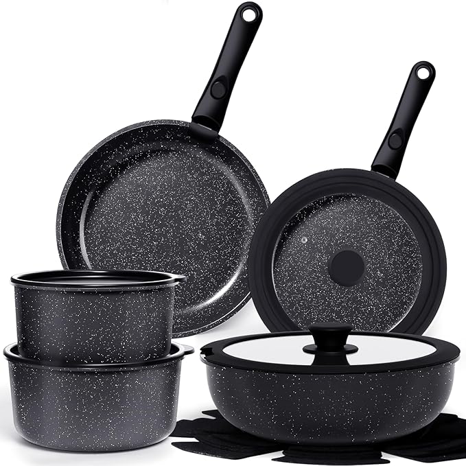 GiPP Ceramic Pots and Pans Set Non Stick, Nonstick Detachable Handle Cookware Sets, Healthy Non Toxic PFAS PFOA & PTFE Free, Dishwasher ＆Oven Safe, Induction Kitchen Pot and Pan, 15 Piece Grey