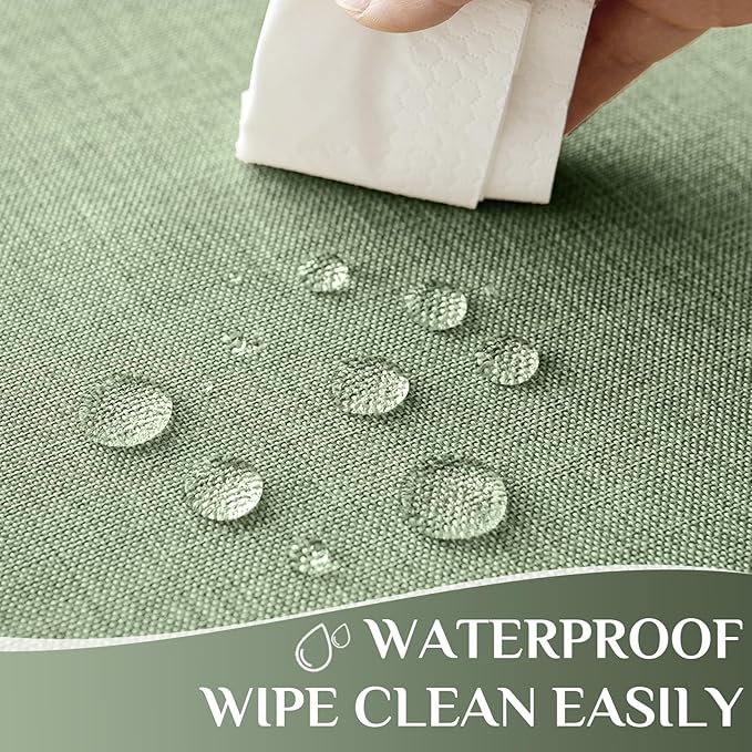 Softalker Sage Green Tablecloth Rectangle 70x52 Inch Outdoor Table Cloths Linen Textured Stain and Wrinkle Resistant Decorative Dining Table Cover Waterproof for Spring,Easter,Party,Birthday,Coffee