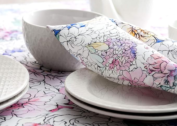 Maison d' Hermine Cloth Napkins Set of 4 100% Cotton Everyday Reusable Square Napkins Cloth Washable Dinner Party Wedding Restaurant Valentines Day Decorations Spring/Summer (Floral Love, 20" x 20")