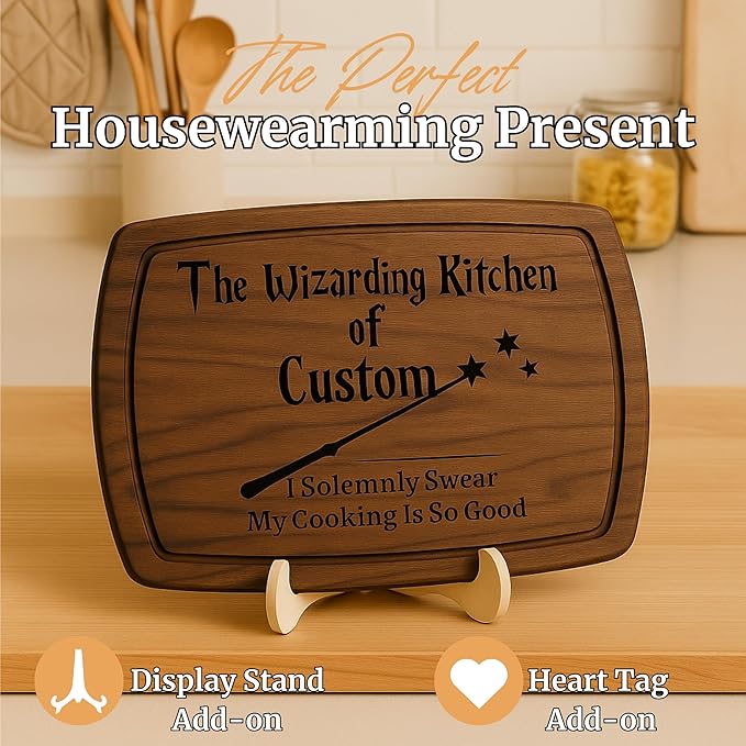 Personalized Wizard Kitchen Cutting Board Custom Engraved Wooden Charcuterie Board Funny Gift For Couples Handmade Charcuterie Tray Christmas Gift For Family Kitchen Decor Ideal For Holidays