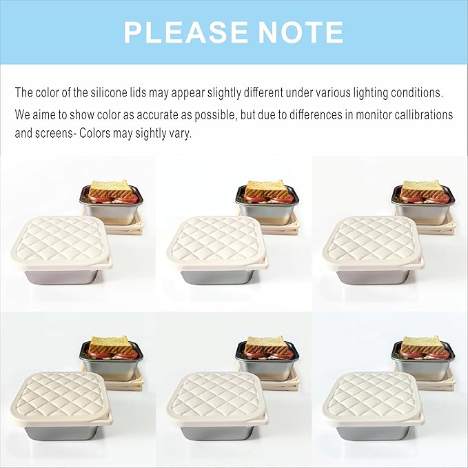 F.Y.Dreams 3 Pack 304 Stainless Steel Sandwich Containers With Silicone Lids/ 3 * 35 OZ/Plastic Free Lunch Box/Metal Bento Box/Snack Containers/Cream