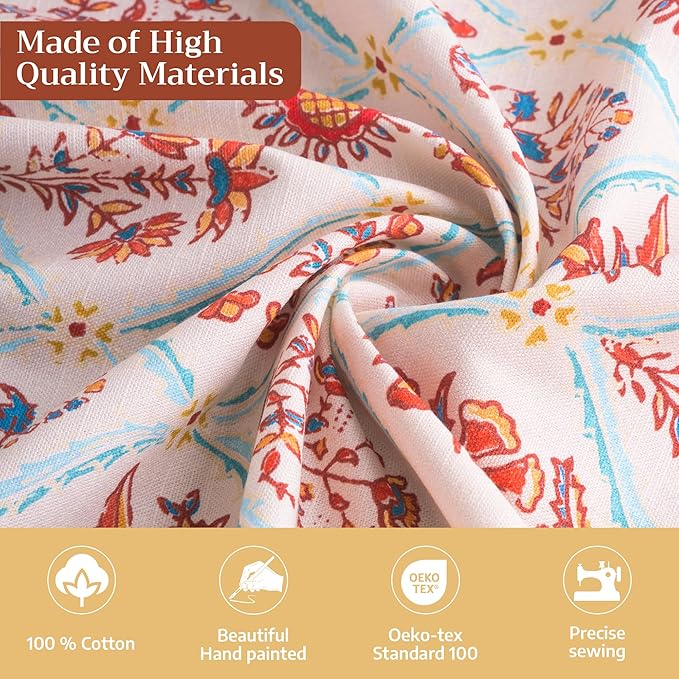 Maison d' Hermine Table Cloth Square Table 100% Cotton 54 x 54 Inches Fall Tablecloth Reusable Everyday Use for Thanksgiving Christmas Decorations Dining Farmhouse Party (Romane)