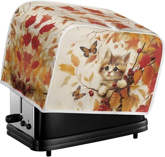Doojoayie Cute Cat Toaster Cover 4 Slice Toaster Dust Cover Oven Dustproof & Washable for Kitchen Small Appliance,Kitchen Essentials Fall Decor Thanksgiving Theme