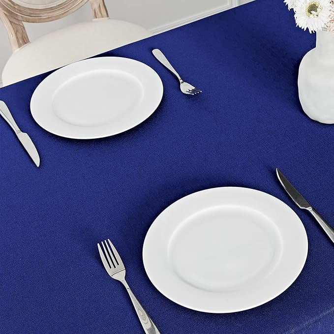 2 Pack Rectangle Tablecloth, 60x104 inch, Water Resistant Wrinkle Free Linen Textured Table Cloth Washable, Decorative Fabric Table Cover for Dining, Party and Camping, Royal Blue