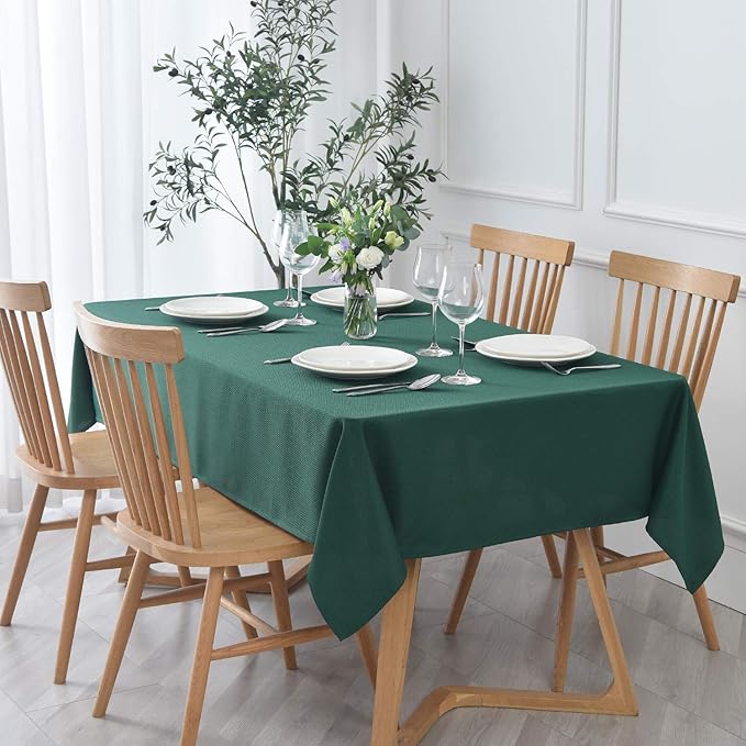 maxmill Jacquard Square Tablecloth Waterproof Spillproof Wrinkle Resistant Soft Textured Table Cloth for Dinner and Party Washable Soft Fabric, Indoor and Outdoor Use, 60 x 60 Inch, Hunter Green