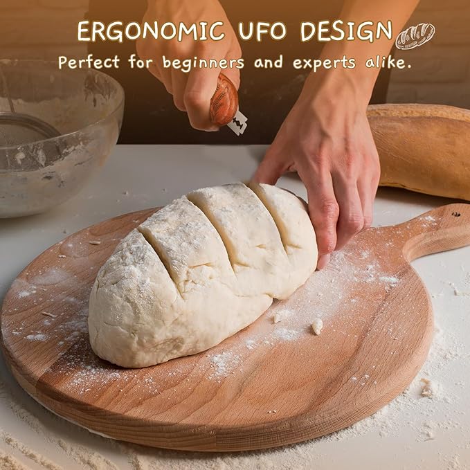 Personalized UFO Bread Lame Engraved Dough Scoring Tool with Name for Sourdough Artisan Bread Baguettes Ergonomic Design Stainless Steel Blade Gift for Home Bakers & Baking Enthusiasts (Moon)