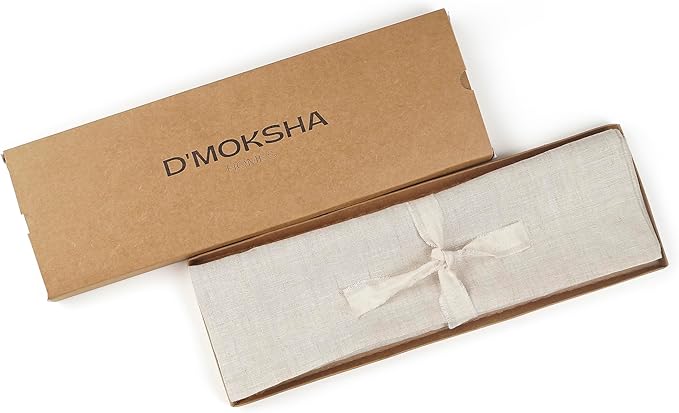 D'Moksha Homes Linen Light Natural Table Runner 120 Inches Long - 100% Pure Linen Dining Table Runner 14 x 120 Inch for Valentines, Spring, Easter - Machine Washable