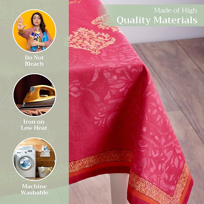 Maison d' Hermine Table Cloth Rectangle Table 100% Cotton 70 x 108 Inches Fall Tablecloth Reusable Everyday Use for Thanksgiving Christmas Decorations Dining Farmhouse Party (Versailles)