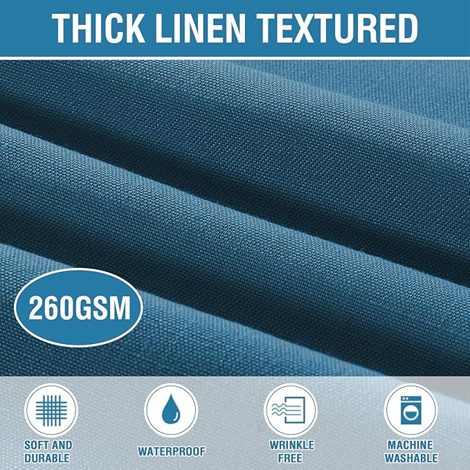 H.VERSAILTEX Linen Textured Table Cloths 54 x 70 Inch Premium Solid Tablecloth Spill-Proof Waterproof Table Cover for Dining Buffet Feature Extra Soft and Thick Fabric Wrinkle Free, Ink Blue