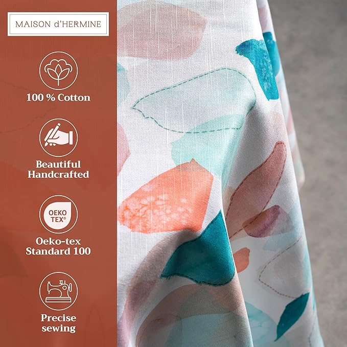Maison d' Hermine Table Cloth Round Table 100% Cotton 69 Round Inches Tablecloth Reusable Decorative for Dining Room Farmhouse Home Valentines Day Decorations Spring Summer - Summer Picnic