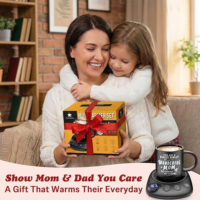 Coffee Mug Warmer - Fastest Heating & Highest Temperature, Coffee Cup Warmer for Desk Auto Shut Off, 4 Temp Settings & 1-12H Timer, Smart Electric Beverage Warmer for Coffee (Glossy Black)