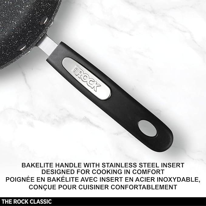 Starfrit The Rock 25cm (10") Non-Stick Grill Pan - Durable Forged Aluminium - Oven Safe - PFOA Free - Easy to Clean - Black