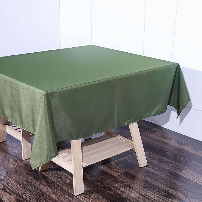 Efavormart 70" Premium Square Polyester Tablecloth for Wedding Kitchen Dining Events - Moss Green