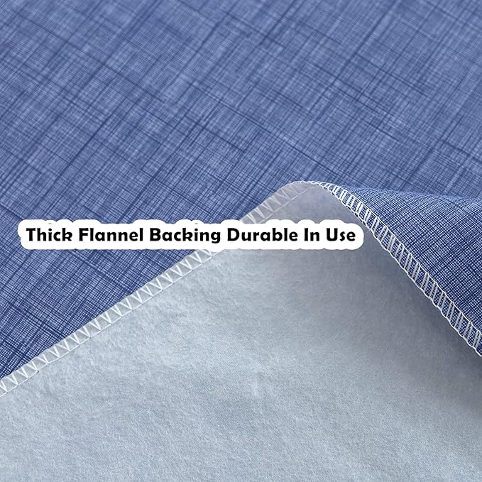 Pioggia Vinyl Tablecloth with Flannel Backing Rectangle Waterproof Oil-Proof Plastic Table Cloth Wipeable PVC Table Cover for Indoor and Outdoor (Blue, 60 x 120 Inch)