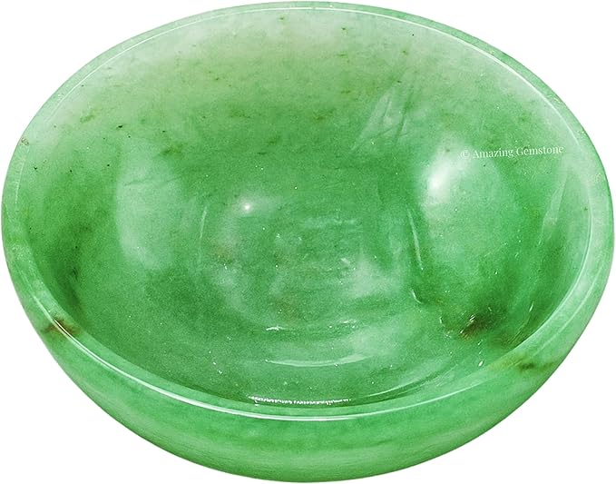 Green Aventurine (Light) Crystal Bowl - 3 Inch Decorative Bowls for Room and Home Decor - Gemstone Healing Crystals for Elegant Display, Positive Energy Balance and Gift