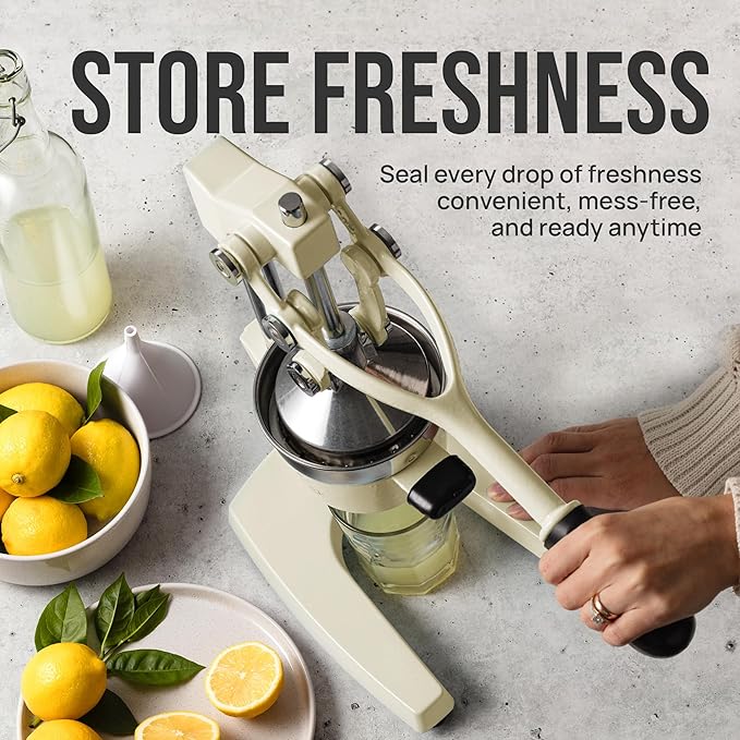 Zulay Kitchen Cast-Iron Orange Juice Squeezer - Heavy-Duty, Easy-to-Clean, Professional Citrus Juicer - Durable Stainless Steel Lemon Squeezer - Sturdy Manual Citrus Press & Orange Squeezer (Cream)