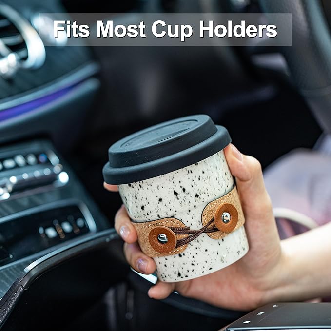 Coffee Mug, Travel Coffee Tumbler, Spill Proof To Go Coffee Mug, Porcelain Coffee Cups with Lids Reusable, Microwave & Dishwasher Safe, Coffe Mugs for Men & Women, 8.5oz