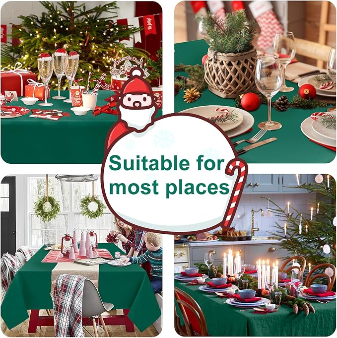 Hiasan Emerald Green Tablecloth for Rectangle Tables - Waterproof Washable Oblong Table Cloth for Dining Kitchen and Outdoor Use, 70 x 90 Inch