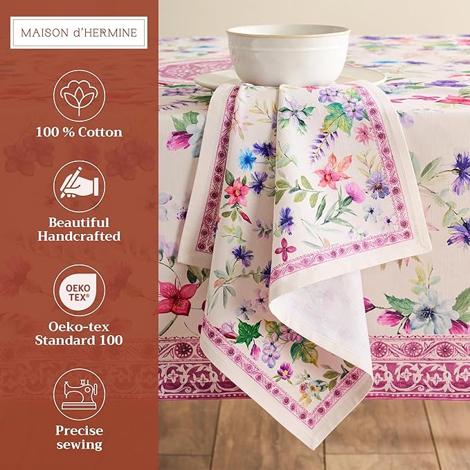 Maison d' Hermine Cloth Napkins Set of 4 100% Cotton Everyday Reusable Square Napkins Cloth Washable Dinner Party Wedding Restaurant Valentines Day Decorations Spring/Summer (Chardon, 20" x 20")