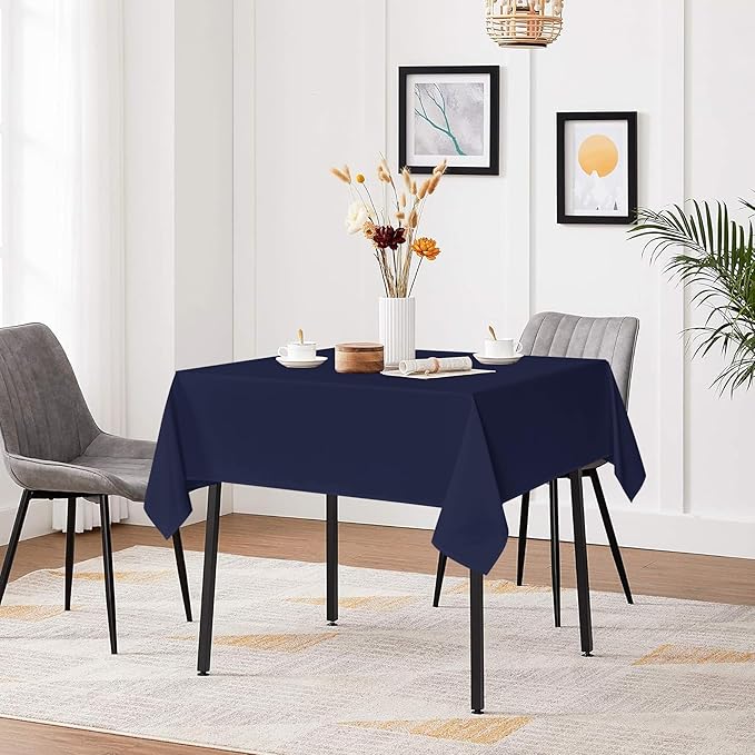 sancua Square Tablecloths 54x54 Inch, 2 Pack - Navy Blue Fabric Table Cloth for Square or Round Tables, Washable Polyester Table Cover for Dinner, Holiday Party, Decorative Display Tables