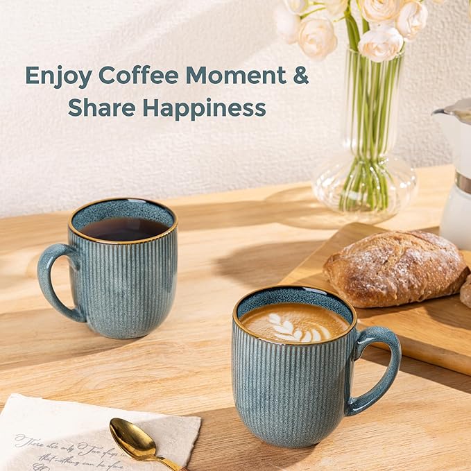 GBHOME Ceramic Coffee Mugs Set of 6, 12oz Handmade Ceramic Coffee Mugs Set with Gradient color for Latte/Tea/Beer/Hot Cocoa, Dishwasher & Microwave Safe