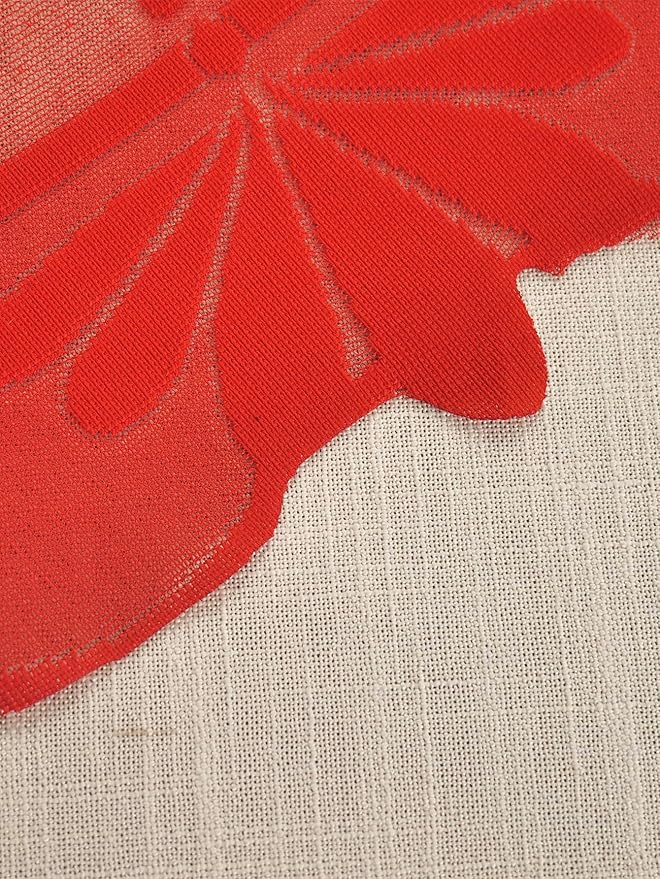 Jayla Christmas Red Lace Tablecloth, Vintage Red Lace Rectangular Tablecloth for Party Picnic Dinner Decor, 60 x 88 Inches