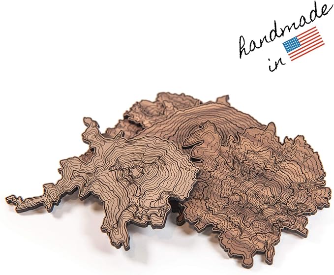 Pacific Northwest Wooden Coasters | Mt. Rainier, Mt. Hood, Mt. Baker, Mt. Bachelor and Mt. St. Helens | Coasters Made Using Real Walnut Wood in the USA [coasters]