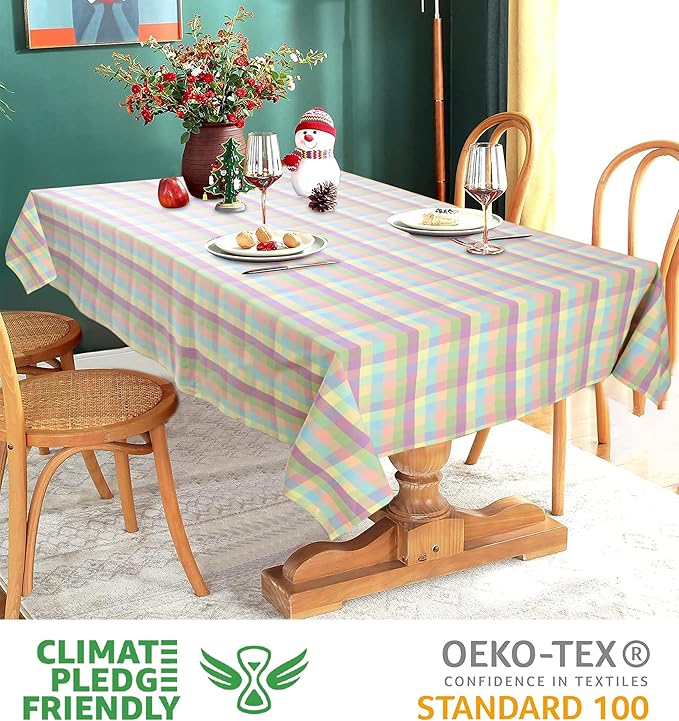 Urban Villa Tablecloth Buffalo Check Tabletop Cover Kitchen Dining Table Cloth 100% Cotton Great Parties Wedding Holiday Dinner Easter Rectangle 52X70 Inches 4-6 Seats