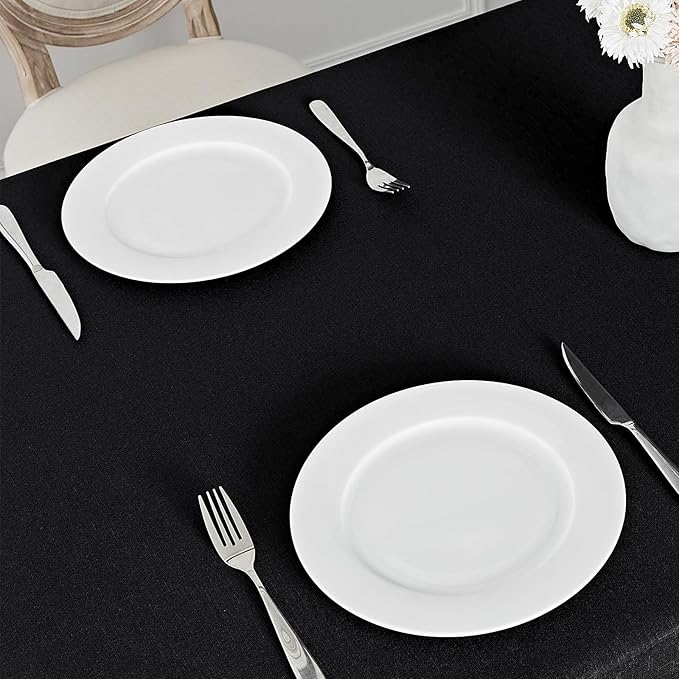 Rectangle Tablecloth Waterproof 60x84 inch Linen Textured Table Cloth Stain and Wrinkle Resistant Washable, Decorative Fabric Table Cover for Dining, Party and Camping, Black