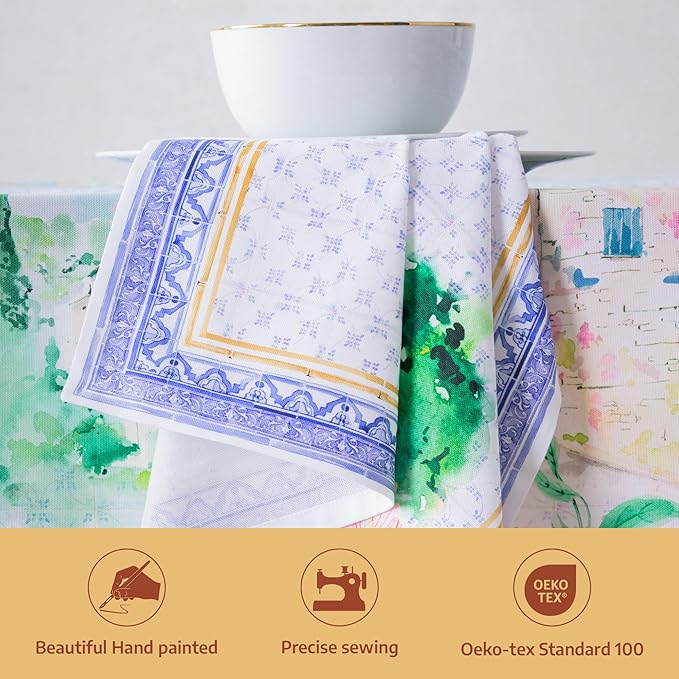 Maison d' Hermine Napkin 100% Combed Cotton Premium Cloth Napkin Decorative Washable Napkins Set of 4 for Home, Kitchen, Dining, Cocktail Parties & Camping - Luberon(20”X20”)