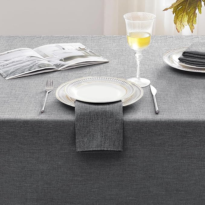 Softalker Dark GreyTablecloths Rectangle 70x52 Inch Linen Textured Outdoor Table Cloth Stain and Wrinkle Resistant Table Cover for Spring,Easter,Summer,Party,Garden,Coffee Modern Decor Small Tabletop