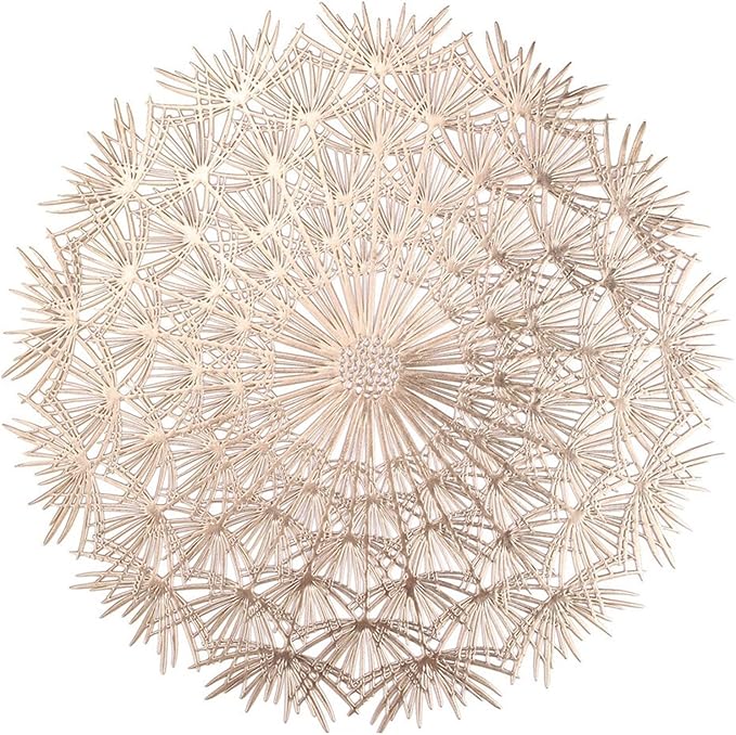4/8PCS PVC Dandelion Hollow Nordic Style Non-Slip Kitchen Placemat Coaster Insulation Pad Dish Coffee Table Mat Home Hotel Decor(Dandelion Placemat,8 PCS)